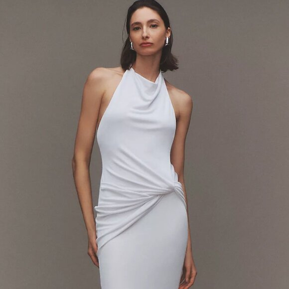 Katie May Leyla Cowled Halter Open-Back Knotted Maxi Dress - XS